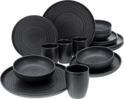 CreaTable 23860 Kombiservice Uno Für 4 Personen, Steinzeug, Schwarz (1 Set, 16-teilig) -Küchenzubehör 01da68474a60104472e058643999d157