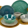 CreaTable 22561 Kombiservice Samarkand Für 4 Personen, Steinzeug, Mehrfarbig (1 Set, 16-teilig)