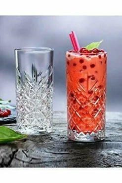 Pasabahce Timeless 520205 Longdrink Glas Wassergläser Kristall Design 4´er Set Transparent 365 Ml -Küchenzubehör 06fb601a0630459f07c7117b9d7c170d