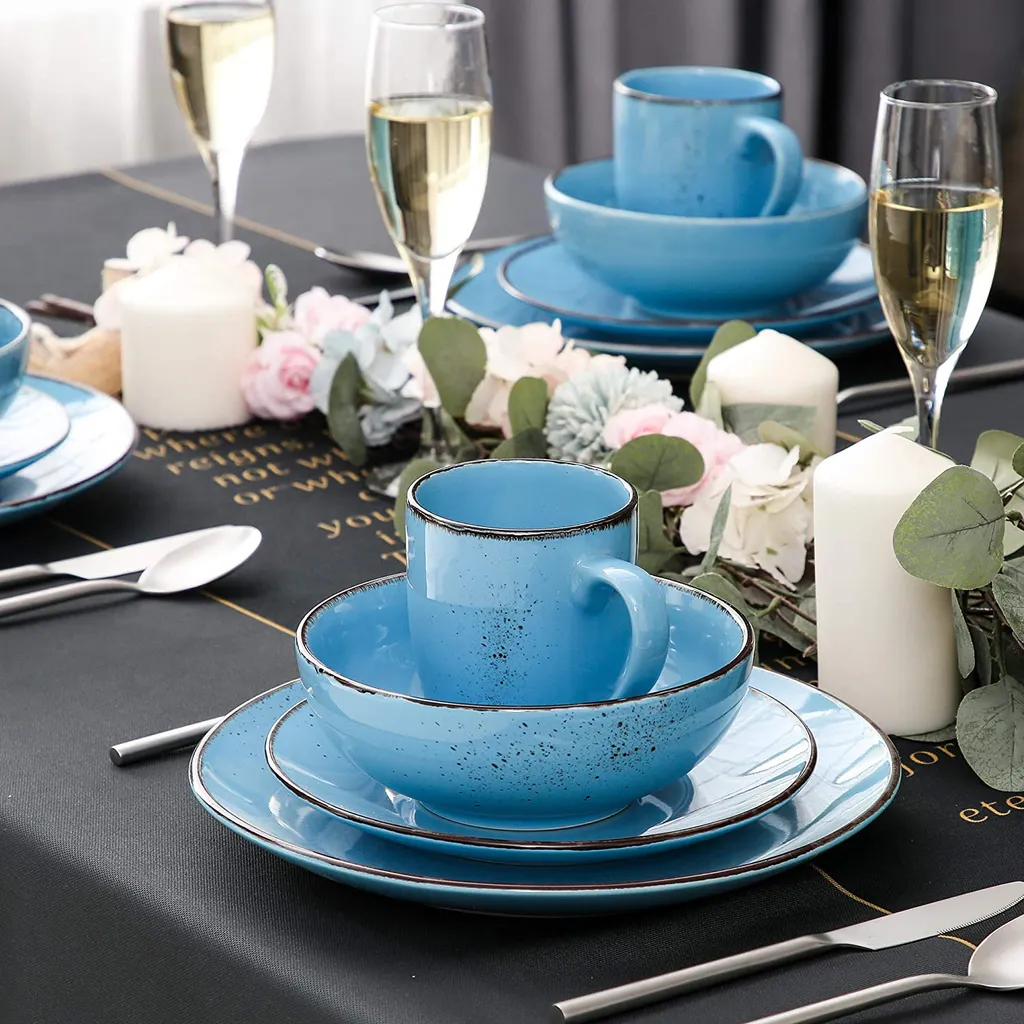 Vancasso Serie Navia Oceano, 16 Teilig Essservice Set Aus Steingut, Tafeiservice Für 4 Personen, Wasserblau, Vintage Aussehen, Natur Design 10 Vancasso Serie Navia Oceano, 16 Teilig Essservice Set Aus Steingut, Tafeiservice Für 4 Personen, Wasserblau, Vintage Aussehen, Natur Design – Bild 10
