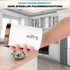 Lubur Premium Vorratsdosen Set - 3X Aufbewahrungsdose Für Lebensmittel - 1L Vorratsbehälter In Edlem Design Storage Jars - Pflegeleichte Vorratsdose Mit Deckel -Küchenzubehör 09912f067b9edb4334c0d38696994b41