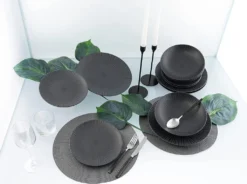 CreaTable 23211 Tafelservice Elements Collection Vesuvio Black Für 4 Personen, Steinzeug, Schwarz/grau (1 Set, 12-teilig) -Küchenzubehör 0a7b287f323994c4f5db7480f37749ac