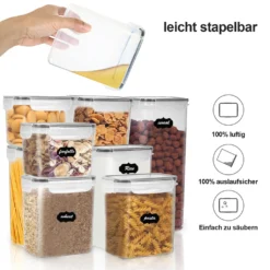EINFEBEN 8er Set Vorratsdosen Müsli Behälter Mehl Nudel Schüttdose Pasta Lebensmittel -Küchenzubehör 0ae48ef5686c98887b3f951b43124810 1