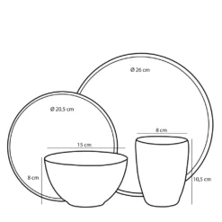 Mica Decorations Tabo Service Set Für 4 Personen - Keramik - Grau -Küchenzubehör 0c41a2402304b15577295790298ac206