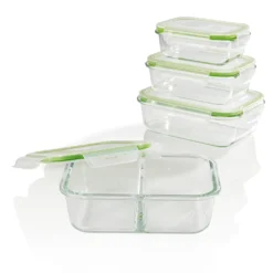 GOURMETmaxx Glas-Frischhaltedosen Klick-it 8-tlg. Limegreen Frischhaltedosen 4er Set Glas Klick-It Gefrierdosen Lunchbox Brotdose Limegreen -Küchenzubehör 0da86b2ab754e65c988f2d16eecf1f9c