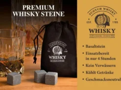 Whisky Geschenkset Nicht Nur Für Whisky Liebhaber:innen, 8 Granit Whisky Steine, 2 Whiskygläser, Eiswürfelzange Und Samtbeutel In Toller Holz Geschenkbox. Neidfaktor Inclusive -Küchenzubehör 0deb79e4cc601bf0290447d2d2dc2fa5