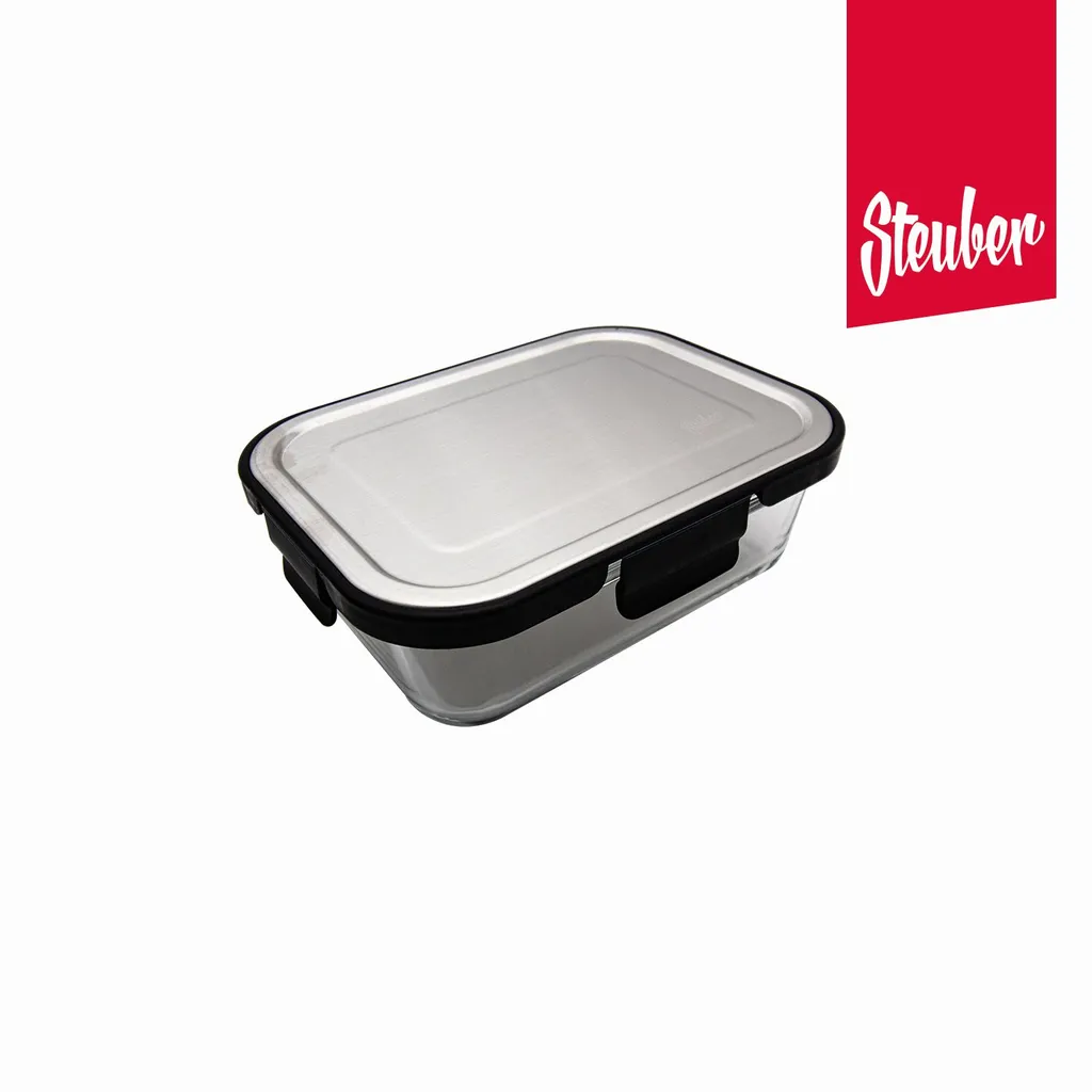 2 Stück Steuber Glas Frischhaltedose 1000ml Mit Schwarzem Edelstahldeckel, Luftdichter Silikon-Klickdeckel, Backofengeeignet 2 2 Stück Steuber Glas Frischhaltedose 1000ml Mit Schwarzem Edelstahldeckel, Luftdichter Silikon-Klickdeckel, Backofengeeignet – Bild 2