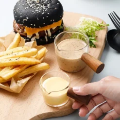 3 Stück Glas Messbecher Hitzebeständiger Holzgriff Glaswaage Tasse Milchtasse Glasmessbecher 50ml/100ml/150ml -Küchenzubehör 103795be03103845d7b2cfe10eb6f067