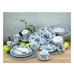 CreaTable 22543 Kombiservice Royal Blue Flower Für 4 Personen, Porzellan, Mehrfarbig (1 Set, 16-teilig) -Küchenzubehör 10b3a2021962fb85a9126809f0919117