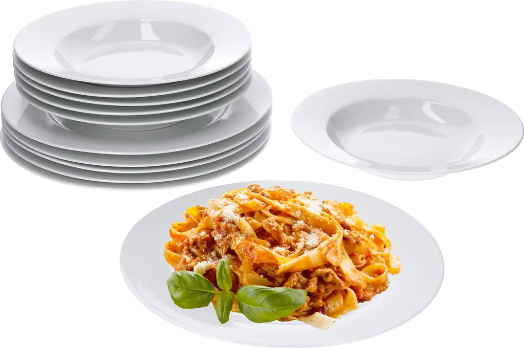 Van Well Trend 12-tlg. Tafelservice Weiß Für 6 Personen, Speiseteller + Suppenteller 1 Van Well Trend 12-tlg. Tafelservice Weiß Für 6 Personen, Speiseteller + Suppenteller