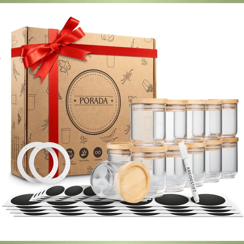 PORADA 12 Stapelbare Gewürzgläser Set 150ml Glasbehälter Mit Deckel Aufbewahrung Küche Gewürzdosen Vorratsdosen Glas Mit Deckel Aufbewahrungsgläser Küchenorganisation Aufbewahrung… 11 PORADA 12 Stapelbare Gewürzgläser Set 150ml Glasbehälter Mit Deckel Aufbewahrung Küche Gewürzdosen Vorratsdosen Glas Mit Deckel Aufbewahrungsgläser Küchenorganisation Aufbewahrung… – Bild 11