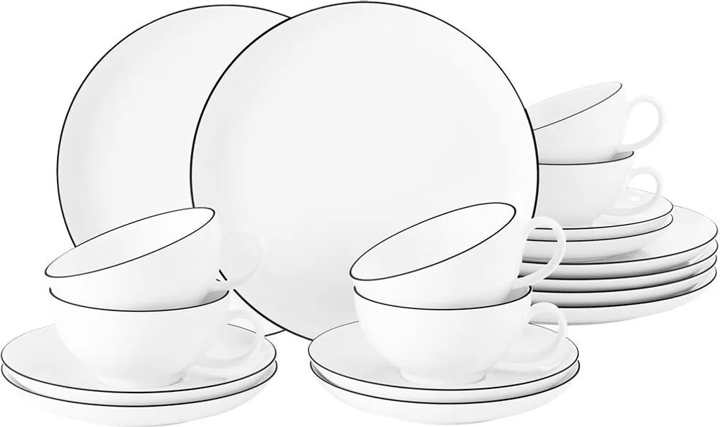 Seltmann Weiden Teeservice Lido Schwarz Mit Farbrand Zeitlos 1 Seltmann Weiden Teeservice Lido Schwarz Mit Farbrand Zeitlos