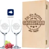 Leonardo Weingläser Oma Ist Die Beste & Opa Ist Der Beste Im 2er Set - Inkl. Gravierter Vintage-Holzkiste - Geschenk Für Oma & Opa - Geburtstag Großeltern