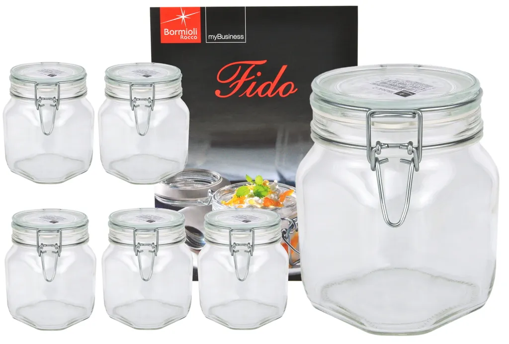 6er Set Einmachglas Bügelverschluss Original Fido 0,75L Incl. Bormioli Rezeptheft 1 6er Set Einmachglas Bügelverschluss Original Fido 0,75L Incl. Bormioli Rezeptheft