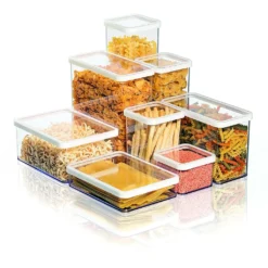 ROTHO Set Premium Dosen 5 Tlg. LOFT, Farbe:Transparent / Weiß -Küchenzubehör 1eeeb5a7710d49d5d6084fe26a85c2af