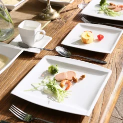 MALACASA, Serie Blance, 60 Tlg. Cremeweiß Porzellan Geschirrset Kombiservice Tafelservice Mit Je 12 Kaffeetassen, 12 Untertassen, 12 Dessertteller, 12 Suppenteller Und 12 Flachteller -Küchenzubehör 1f093786941a34530537a92fbeb6d9c8