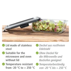 Wenko Glas Frischhaltedose Steel 1,5 L -Küchenzubehör 1f45e849759ae7b3e11b6f21552c773c