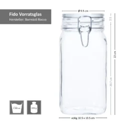 6er Set Einmachglas Bügelverschluss Original Fido 1,5L Vorratsgläser Incl. Bormioli Rezeptheft -Küchenzubehör 20225efac5b9ab2fc1939eb476ad6218