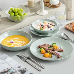 Tafelservice Steingut, Vancasso SABINE 32-teiliges Geschirrset, Modernes Kombiservice Für 8 Personen, Sesam Design -Küchenzubehör 2087bb0c25058a6862884afb609aecc4