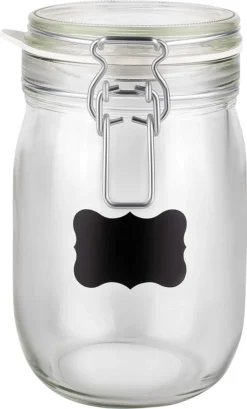 6 X Creative Home Gläser Mit Bügelverschluss | 1 Liter | Einmachgläser Drahtbügel-glas Aufbewahrungsgläser Mit Gummiring Und Deckel | 8 Wiederverwendbare Aufkleber + 1 Anti-Staub-Kreide -Küchenzubehör 228a84754447f6549b1cb51be80d4eb9