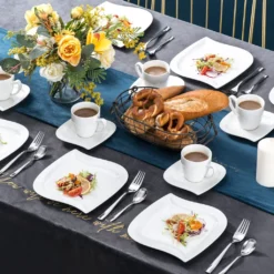 MALACASA, Serie Elvira, 36 Teilig Cremeweiß Porzellan Geschirrset Tafelservice Kaffeeservice Mit Tassen, Untertassen, Dessertteller Für 12 Person 13 MALACASA, Serie Elvira, 36 Teilig Cremeweiß Porzellan Geschirrset Tafelservice Kaffeeservice Mit Tassen, Untertassen, Dessertteller Für 12 Person -Küchenzubehör 24bb276353cbd9b4888d8e3a58af97ee