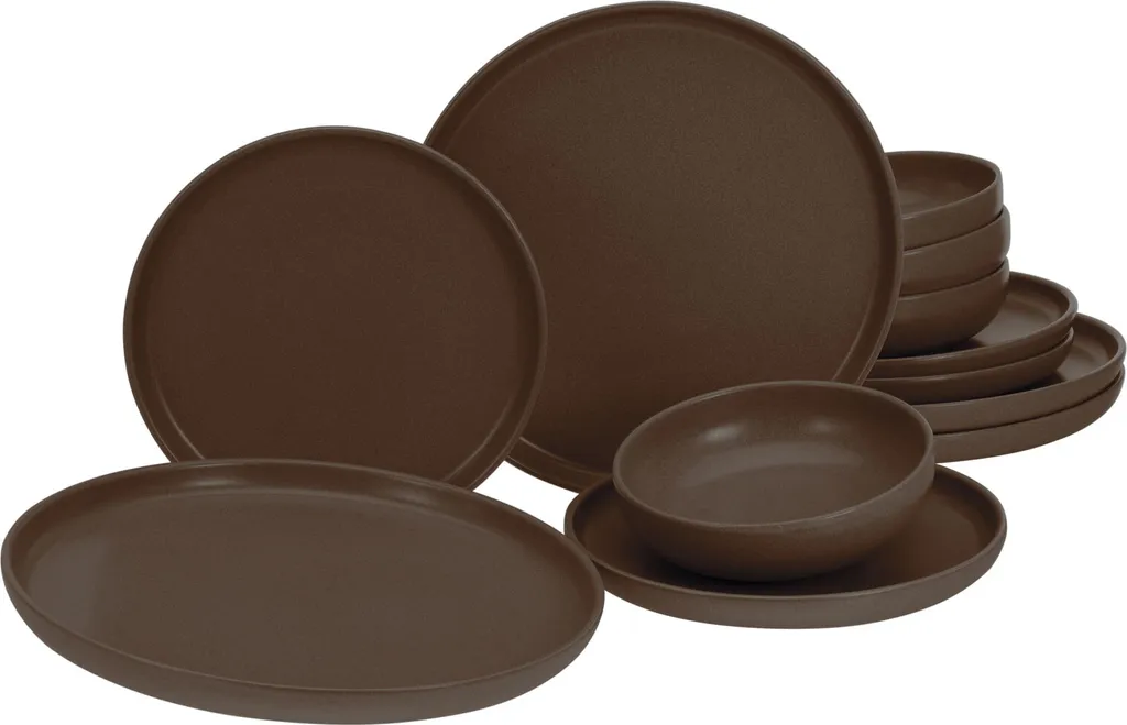 CreaTable, 23659, Serie Uno Braun, Geschirrset, Teller Set 12 Teilig, Farbe:Braun 1 CreaTable, 23659, Serie Uno Braun, Geschirrset, Teller Set 12 Teilig, Farbe:Braun