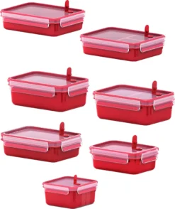 Emsa Mikrowellendose CLIP & MICRO 1,2 Liter Mit Einsätzen Transparent / Rot -Küchenzubehör 250cd92bdf3eb4bb0742ab264759018f