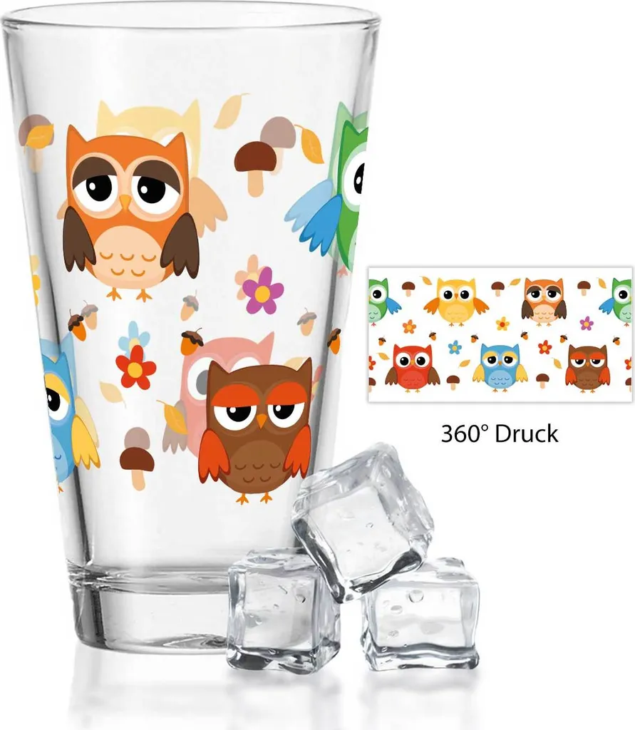 Leonardo Wasserglas Mit UV-Druck "Eulen" - Für Kinder Im 360° Design 2 Leonardo Wasserglas Mit UV-Druck "Eulen" - Für Kinder Im 360° Design – Bild 2