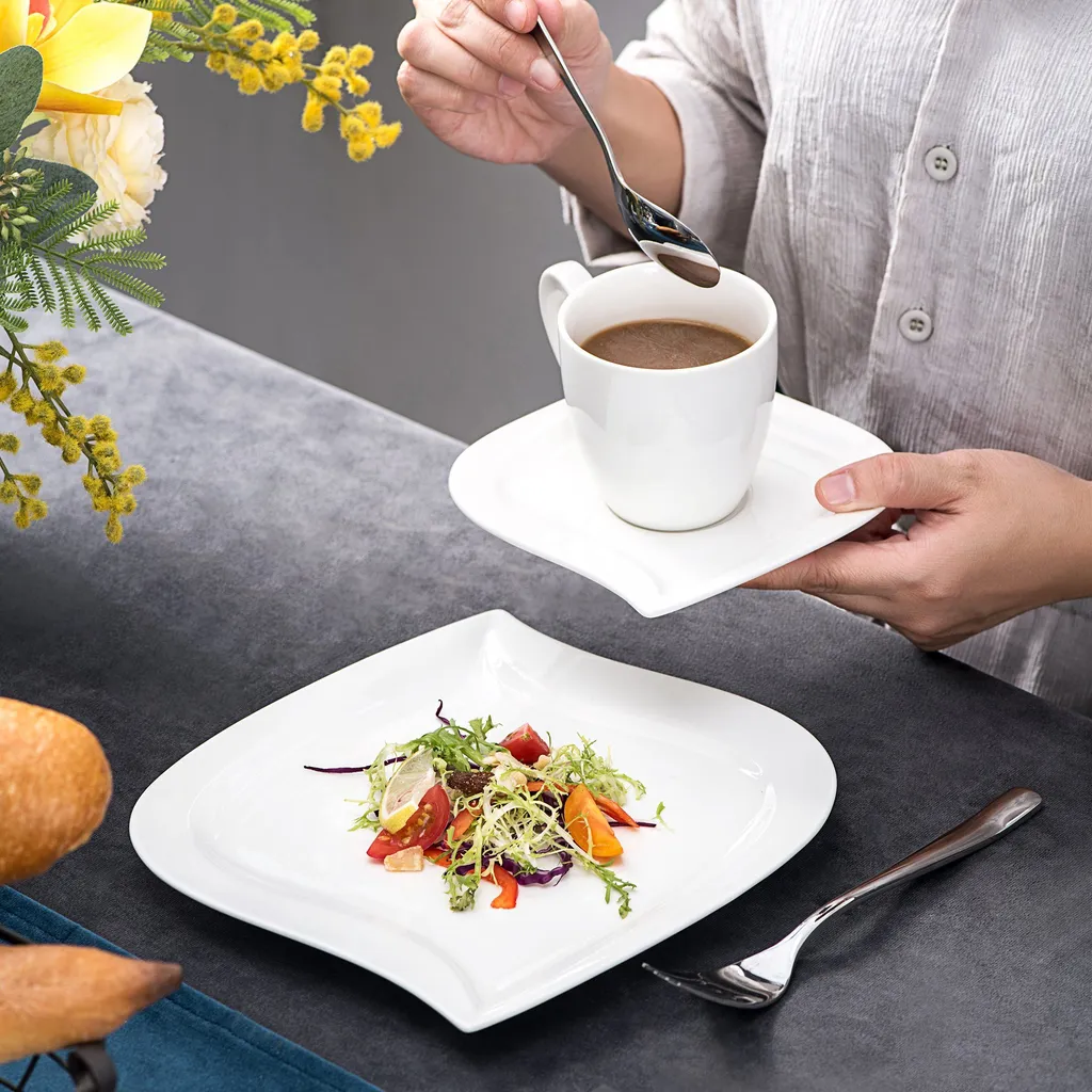 MALACASA, Serie Elvira, 36 Teilig Cremeweiß Porzellan Geschirrset Tafelservice Kaffeeservice Mit Tassen, Untertassen, Dessertteller Für 12 Person 5 MALACASA, Serie Elvira, 36 Teilig Cremeweiß Porzellan Geschirrset Tafelservice Kaffeeservice Mit Tassen, Untertassen, Dessertteller Für 12 Person – Bild 5