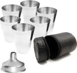 Outdoor Saxx® - 8-Teiliges Edelstahl-Becher Set, 6 Unzerbrechliche Schnaps-Becher, Schnaps-Gläser Aus Metall, Metall-Becher Mit Einfüll-Trichter Und Leder-Tasche, Ideales Flachmann-Zubehör 7 Outdoor Saxx® - 8-Teiliges Edelstahl-Becher Set, 6 Unzerbrechliche Schnaps-Becher, Schnaps-Gläser Aus Metall, Metall-Becher Mit Einfüll-Trichter Und Leder-Tasche, Ideales Flachmann-Zubehör -Küchenzubehör 2e9508b6198bd8338a3f9dda89430a3d