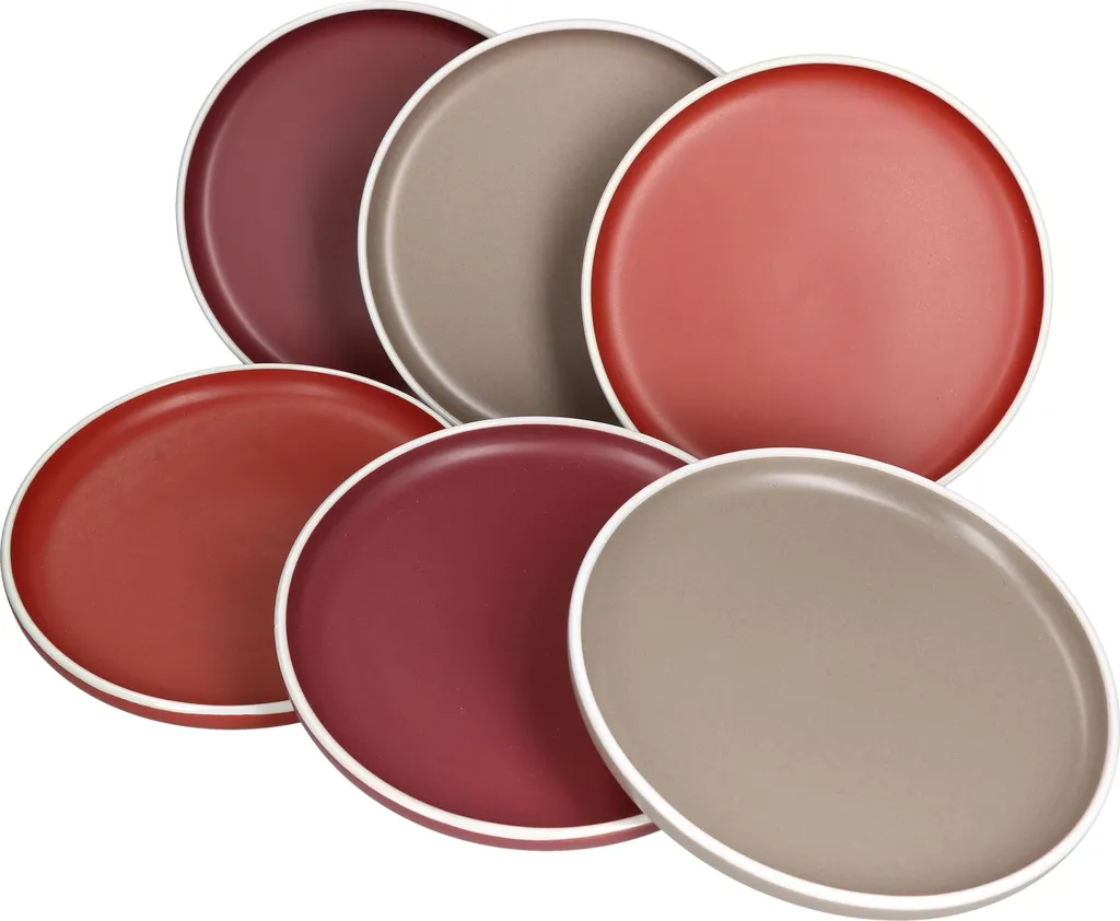 Liz 18tlg Frühstücksset Für 6 Steingut Sand Rot Terracotta Schale Teller Becher 2 Liz 18tlg Frühstücksset Für 6 Steingut Sand Rot Terracotta Schale Teller Becher – Bild 2