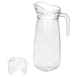 KARA Glas-Karaffe Mit Kunstoff-Deckel + Griff 1,2L Wasser-Krug Saftkanne Limo -Küchenzubehör 322130a0dfb5a7a0d15196f3bfc93e7d