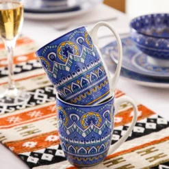 Vancasso Tafelservice Porzellan, Mandala 16 Teiliges Essgeschirr Kombiservice, Handbemaltes Geschirrset Für 4 Personen, Böhmischer Stil -Küchenzubehör 34a65c5387668ed2459e53c345012391