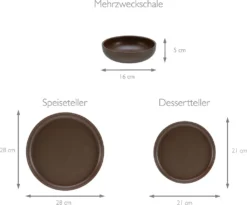 CreaTable, 23659, Serie Uno Braun, Geschirrset, Teller Set 12 Teilig, Farbe:Braun 10 CreaTable, 23659, Serie Uno Braun, Geschirrset, Teller Set 12 Teilig, Farbe:Braun -Küchenzubehör 34dcc0466f7312845a5b6f2dc10bc4ff