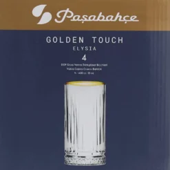 Pasabahce Elysia Golden Touch Long Drink Gläser 4-teiliges Set Mit Goldrand 280ml -Küchenzubehör 3a6c4bd59b6ebff76e5bf14169b6b6dd
