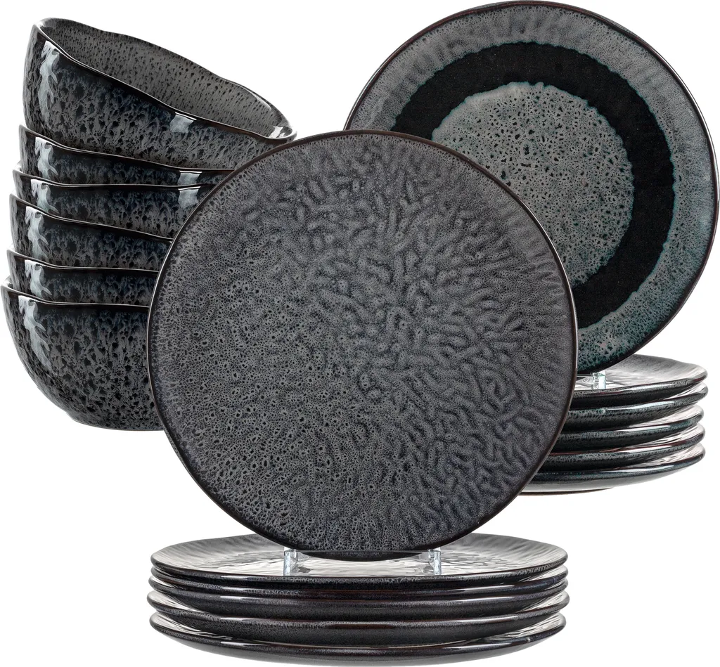 Leonardo Keramikgeschirr-Set Matera 18tlg. Grau, 026055 1 Leonardo Keramikgeschirr-Set Matera 18tlg. Grau, 026055