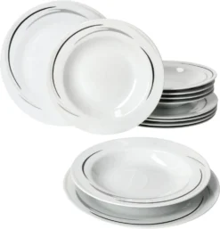 Mambo-Cat Kaffee-Tasse Porzellan-Becher Geschirr-Set Schüssel Bowl-Schale Tafel-Zubehör Suppen-Schälchen Speise-Teller Käse-Wurst Ess-Platte Frühstücks-Buffet Brunch Kuchen-Dessert Home Streifen-Grau Schwarz-Creme Kombi-Service Sechs-Personen 9 Mambo-Cat Kaffee-Tasse Porzellan-Becher Geschirr-Set Schüssel Bowl-Schale Tafel-Zubehör Suppen-Schälchen Speise-Teller Käse-Wurst Ess-Platte Frühstücks-Buffet Brunch Kuchen-Dessert Home Streifen-Grau Schwarz-Creme Kombi-Service Sechs-Personen -Küchenzubehör 3d4d45593f3714bde53bf44580a7525a 1