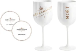 Original Moët & Chandon Acryl Champagnergläser Ice Imperial Weiß Inkl. Untersetzer