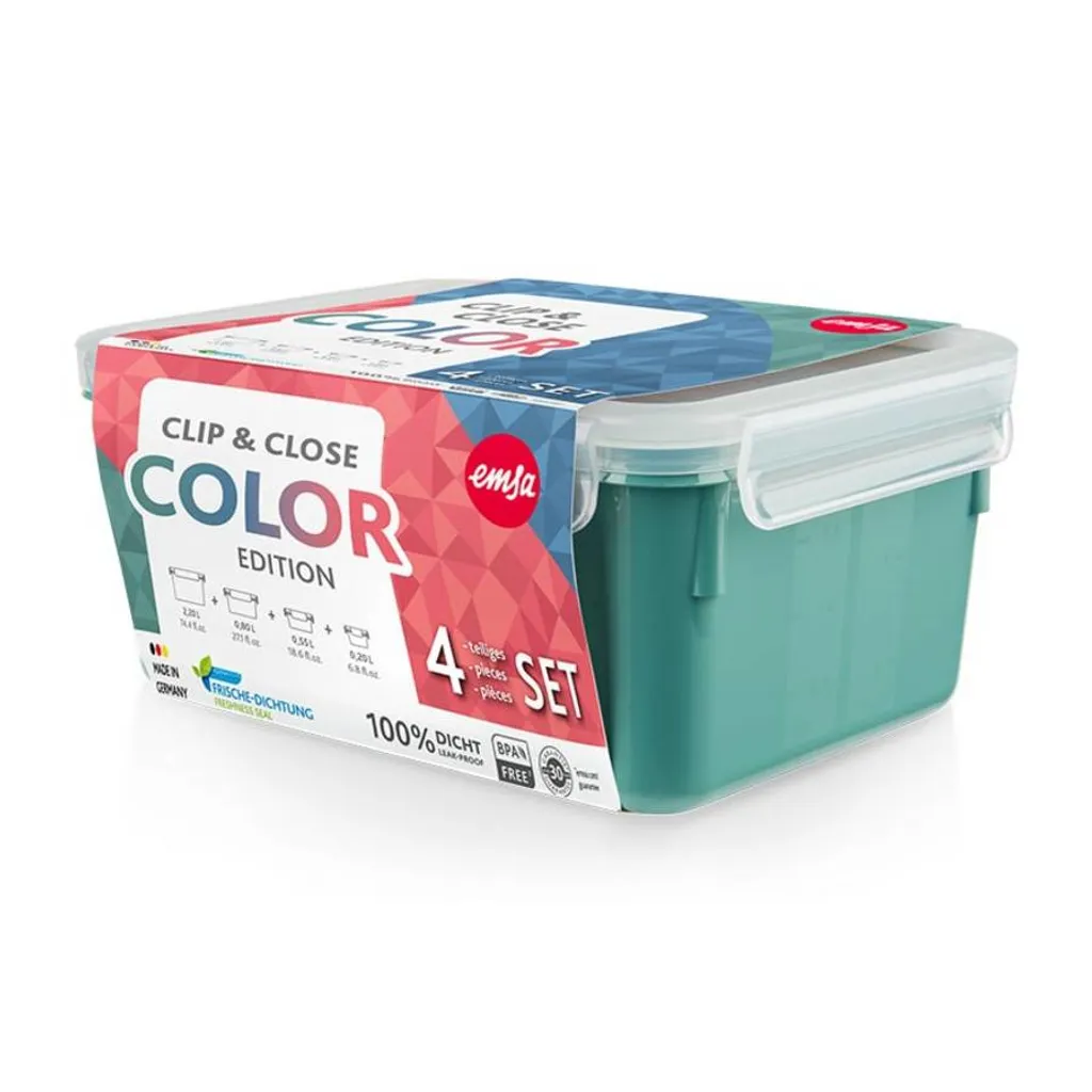 Emsa CLIP & CLOSE Colour Edition Grün 4er Set (0,2 / 0,55 / 0,8 / 2,2) 4 Emsa CLIP & CLOSE Colour Edition Grün 4er Set (0,2 / 0,55 / 0,8 / 2,2) – Bild 4