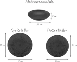 CreaTable 23211 Tafelservice Elements Collection Vesuvio Black Für 4 Personen, Steinzeug, Schwarz/grau (1 Set, 12-teilig) -Küchenzubehör 41d66871924b945b0b73003664d3de46