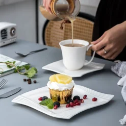 MALACASA, Serie Amparo, 36 Teilig Set Cremeweiß Porzellan Kaffeeservice Dessertteller Kaffeetasse Mit Untertasse -Küchenzubehör 41edd976fd2f35e17f954413ab227140