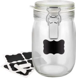 6 X Creative Home Gläser Mit Bügelverschluss | 1 Liter | Einmachgläser Drahtbügel-glas Aufbewahrungsgläser Mit Gummiring Und Deckel | 8 Wiederverwendbare Aufkleber + 1 Anti-Staub-Kreide -Küchenzubehör 444040aa6b493dc9c6522f5fba26e59f