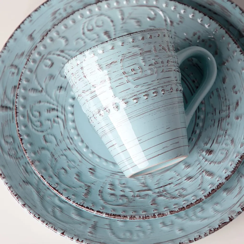 Tafelservice Steingut, Vancasso VINE Ess Geschirrset, 32-teiliges Kombiservice Mit Je 8 Speisetellern, Kuchentellern, Schalen Und Tassen Für 8 Personen, Geprägte Liane 2 Tafelservice Steingut, Vancasso VINE Ess Geschirrset, 32-teiliges Kombiservice Mit Je 8 Speisetellern, Kuchentellern, Schalen Und Tassen Für 8 Personen, Geprägte Liane – Bild 2