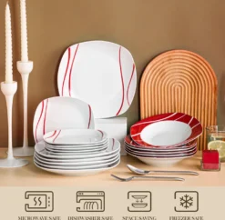 MALACASA, Serie Felisa, 36 Tlg. Set Porzellan Geschirrset Tafelservice Mit 12 Speiseteller, 12 Dessertteller, 12 Suppenteller Für 12 Personen 9 MALACASA, Serie Felisa, 36 Tlg. Set Porzellan Geschirrset Tafelservice Mit 12 Speiseteller, 12 Dessertteller, 12 Suppenteller Für 12 Personen -Küchenzubehör 45009cb1984b3f1d2b86a2087161c102