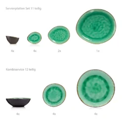 Sänger SÄNGER Steingut Geschirrset Palm Beach, Tafelservice & Servierplatten Set 23 Teilig Für 4 Personen -Küchenzubehör 4531c550eed8df3447ed0c0452dcd413