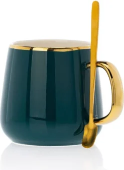 HowHomely Kaffeeservice Keramik 4 Personen - Teeservice 10-tlg. - Grün-Gold -Küchenzubehör 463044aeda106ce27cd4b333171be4c2