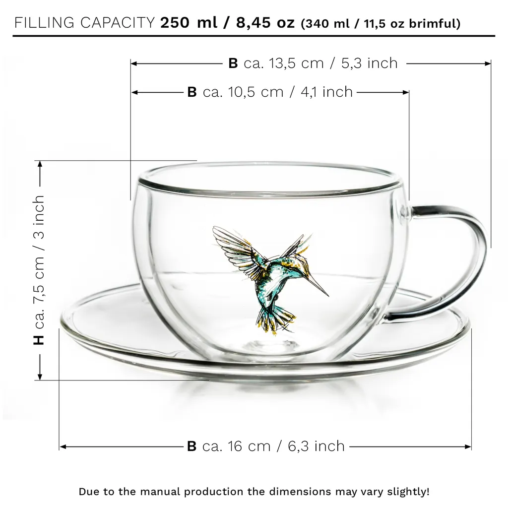 Creano 6er-Set Thermo-Tasses "Hummi" Für Tee/Latte Macchiato, Doppelwandig, Mit Kolibri-Muster | 250ml In Exklusiver Geschenkpackung 2 Creano 6er-Set Thermo-Tasses "Hummi" Für Tee/Latte Macchiato, Doppelwandig, Mit Kolibri-Muster | 250ml In Exklusiver Geschenkpackung – Bild 2