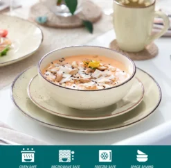 Vancasso Tafelservice Set, Navia Geschirrset Aus Steingut, 16 Teilig Kombiservice, Vintage Aussehen, Natur Design 8 Vancasso Tafelservice Set, Navia Geschirrset Aus Steingut, 16 Teilig Kombiservice, Vintage Aussehen, Natur Design -Küchenzubehör 4a1159a107b1cc0e35479932ff32c9da