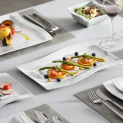 MALACASA, Serie Flora, 26 Tlg. Marmor Porzellan Geschirrset Kombiservice Tafelservice Mit 6 Schalen, 6 Dessertteller, 6 Suppenteller, 6 Speiseteller, 2 Rechteckigen Platten -Küchenzubehör 4ed95e3b51d244a049e669be20bb6bc5