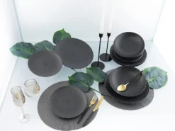 CreaTable 23211 Tafelservice Elements Collection Vesuvio Black Für 4 Personen, Steinzeug, Schwarz/grau (1 Set, 12-teilig) -Küchenzubehör 4f86621f0107841d8e1d5e81fcd636d8